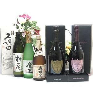 福袋6本セット(芋焼酎魔王720ml 芋焼酎森伊蔵720ml 芋焼酎村尾900ml 久保田萬寿720ml ドン ペリニヨン ロゼのサムネイル