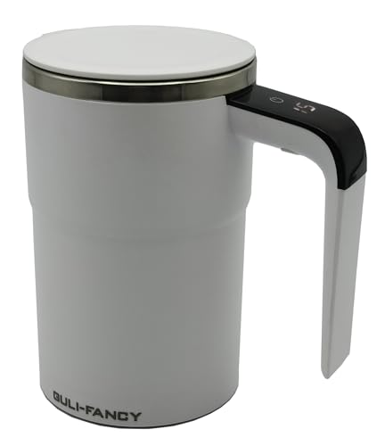 Self stirring Coffee Mug Auto Stirring Coffee Mug chargeable Automatic Mixing Cup w/LCD Temperature display Thermometer for Coffee Milk Yeast Enzyme Soya Flour Meal Replacement Powder(White)