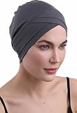 Deresina Gorro de Quimioterapia W-Front de Bambú para Mujer – Turbante Suave y Transpirable para Alopecia y Caída del Cabello (Carbón - Talla única)