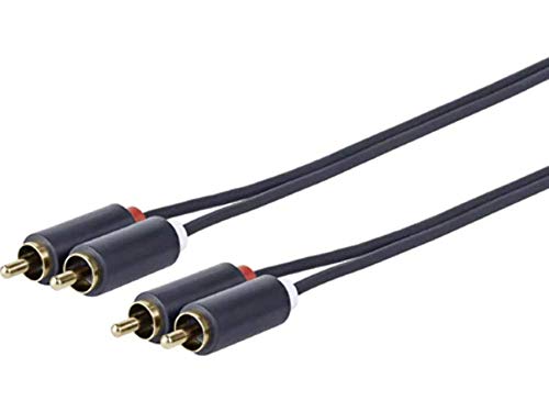 Cable de audio 2 RCA a 2 RCA estéreo macho negro con conectores rectos anti-interferencias