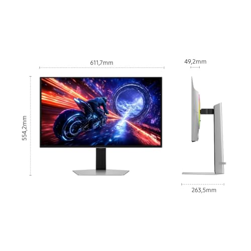 Monitor Gaming Odyssey OLED G60SF (S27FG602SU), Flat, 27'', 2560x1440 (QHD), 16:9, QD-OLED Glare Free, 500Hz, 0,03ms (GtG), Compatibilità G-Sync, HDMI, DP, Ingresso Audio, HAS, Pivot - Monitor - Immagine 4