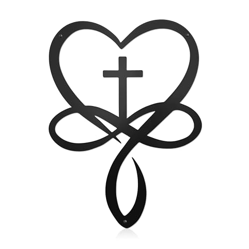 Cruz de corazón infinito de metal para decoración de pared en dormitorios modernos
