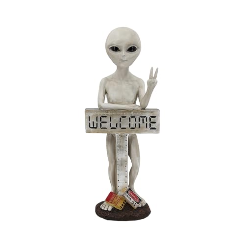 Estatua Alien de Resina con Letrero Bienvenida miniatura 2