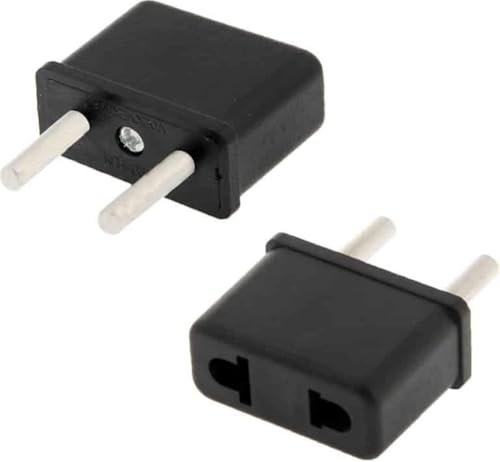 Image of [Pack of 2] EU Male to US Female Plug Adapter Converter, Europe Round Pin to USA Flat Socket Travel Power Plug Adapter, Universal AC Power Converter