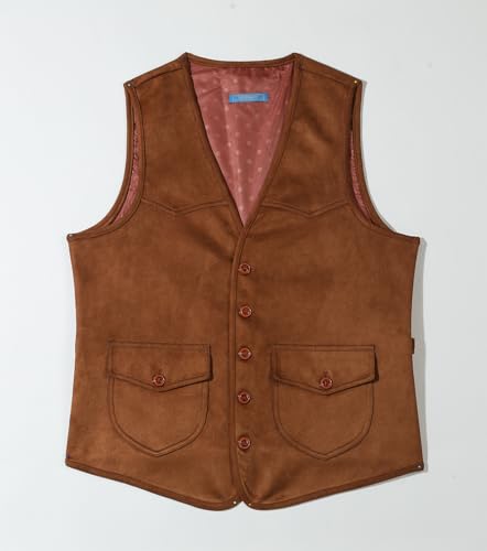 SevenBoy Men's Suede Leather Suit Vest Vintage Western Cowboy Waistcoat Regular Fit2