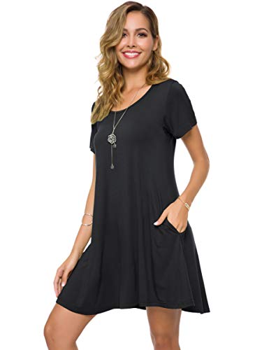 Image of ZENNILO Plus Size Casual T Shirt Dresses for Women Flowy Swing Tunic Dress Pockets