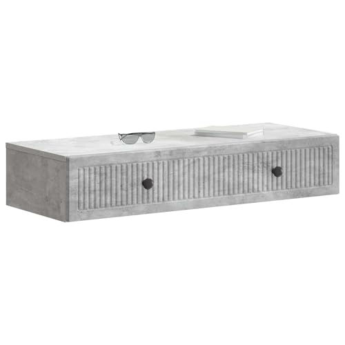 Estante flotante de pared con cajón de madera y acabado gris premium 4