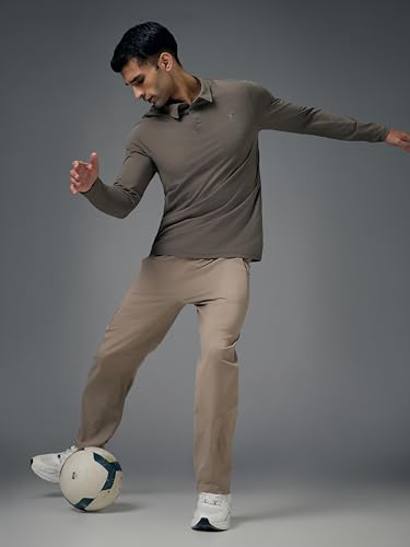 Image of TECHNOSPORT Mens Slim Fit Solid Full Sleeve Cotflex Polo T-Shirt for Regular and Casual Uses
