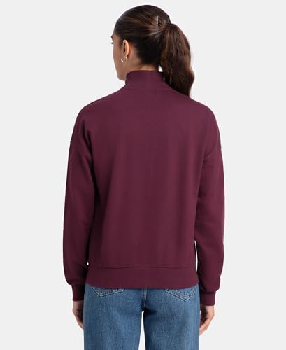Image of Jockey A111 Women Super Combed Cotton French Terry Drop Shoulder Styled Jacket with Ribbed Cuff and Hem