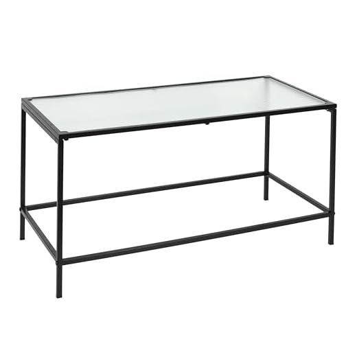 HOME DECO FACTORY HD7193 Mesa Baja Rosa de Cristal con Textura para Comer, Mueble de salón o Comedor, Metal Vidrio Templado, 80x40x40 cm