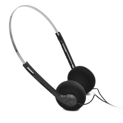Image of Retro Style Headphone Practical Photo Props for Running Walking Take A Plane Black|Classic Metal Wired Headphones | 3.5mm Retro Earphones with Steel Wire Frame | Portable Lightweight Headset