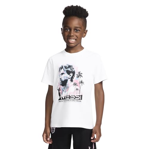 Image of Messi Boys' Lifestyle Short Sleeve T-Shirt, Slim-fit Graphic Tee, Cotton Blend Fabric