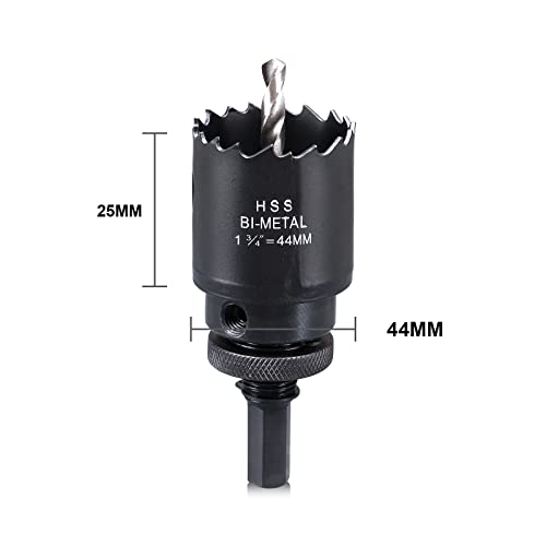 44mm HSS Hole Saw, M42 Bi-Metal Wood Hole Dill Bit, Round drill Cutter for Pipe Vent Plasterboard, Plastic and Copper - Image 3