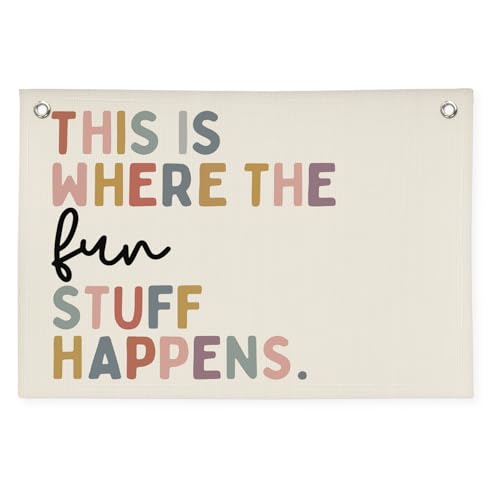 Image of Boho Classroom Decor,Playroom Homeschool Kindergarten Door Decor,This is Where The Fun Stuff Happens, Nursery Kidroom Decor Banner Wall Hanging Flag,Classroom Must Haves Decorations,30x20,