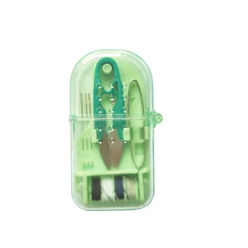 Green Travel Mini Sewing Kit - Filled with Needles, Scissors, Pins, Threads - 12pcs, Green-12pc, 7 cm x 6.5 cm x 1.7 cm - Image 4