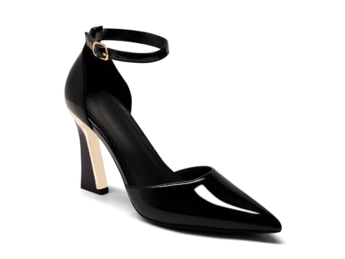 Image of Womens Pumps Point Closed Toe High Heels Ankle Strap Heeled Sandals | Adjustable Buckle Strap, Wedding, Party, Comfortable, Dress Shoes, Business Casual