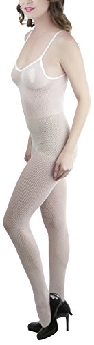 Image of ToBeInStyle Women's Bodystocking Crotchless Peek-A-Boo Fishnet Lace Bodysuit