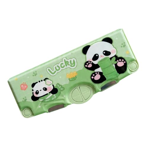 Image of Kiddie Galaxia Plastic Branded Multi-Functional Pencil Box for Kids, Panda Pencil Box for Boys & Girls, Magnetic Pencil Box for Boys, Kids with Accessories. (Lime Green)