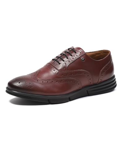 Image of Monte Carlo Mens Solid Lace Up Genuine Leather Formal Brogue Shoes (201810FW)