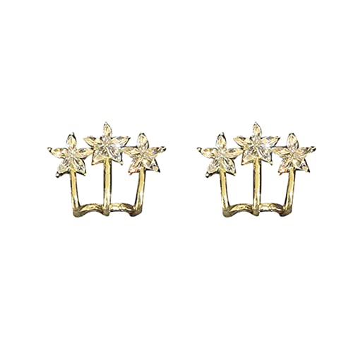 Xiaohuaduo Manchette de Boucle d'oreille de Griffe pour des Femmes,Boucles d'oreilles dorées à Trois Griffes - Boucles d'oreilles Brillantes à Trois Griffes, Poignets de Boucles d'oreilles Subloom Cover