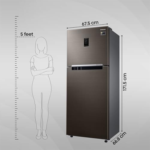 Image of Samsung 355L 2 Star Inverter Frost-Free Convertible 5 In 1 Curd Maestro Double Door Refrigerator (RT39C5C32DX /HL,Luxe Brown)