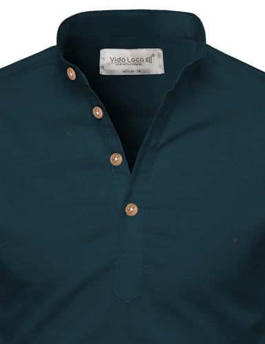 Image of Vida Loca Full Sleeve Mandarin Collor Cotton Casual Slim Fit Shirt for Men's