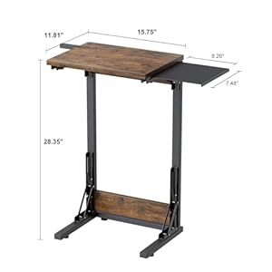 Folding c shaped end table tv tray table for eating foldable side table for laptop c table couch table with mouse tray for work living room bedroom rustic brown  urban country home decor