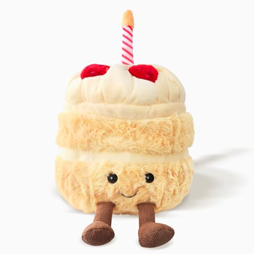 SolWonder Torta de Peluches, Peluche Forma de Pastel, Muñecas de Pastel de Cumpleaños Simuladas, Peluche de Cumpleaños, Regalo Peluche