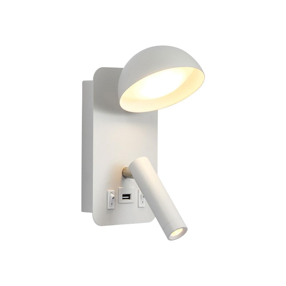 SXSCARKX LED-5W+3W Plug in Wall Sconce for Bedroom, LED Mounted Reading Light with USB Prot, Lamp Bedside,Reading,Bedroom,Living Room 3000K