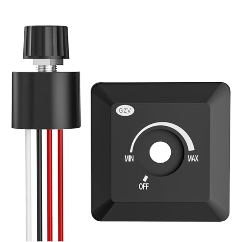 GZV 12V Dimmer Switch 80W DC 12V Adjustable Brightness Dimmer for LED Halogen Incandescent Strip Lights Universal Fit for RV Auto Truck Marine Boat 1Pack