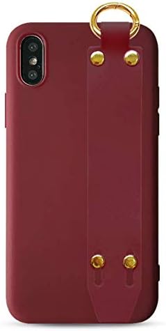 Topwin Adjustable Wrist Strap Compatible with iPhone Xr, Soft Silicone Gel Rubber Handy Belt Loop Kickstand Viewing Stand Feature Wristband for Apple iPhone Xr 6.1'' (Wine Red)