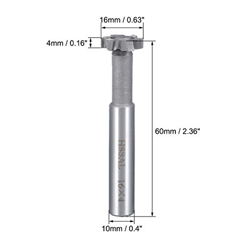 Image of uxcell HSSAL T Slot End Mill Milling Cutter 6 Flutes 16mm Cutting Dia 4mm Depth