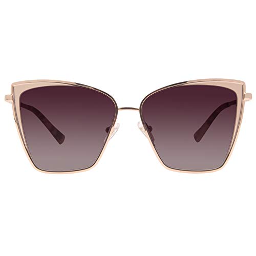DIFF Eyewear - Becky - Designer Cat Eye Sunglasses for Women - 100% UVA/UVB, Rose Gold + Wine Gradient