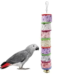 Bird Toys, Parakeet Toys with Bell, Parrot Toys, Bird Beak Grinding Stone, Bird Chew Toys for African Grey, Amazon Parrots, Budgies, Cockatiels, Lovebirds, Conures, Quakers, Small to Medium Birds