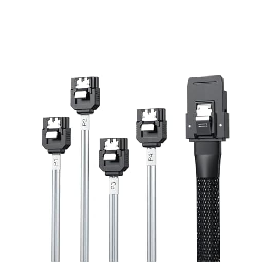 10Gtek® SFF-8087 till 4 x sata-kabel 1 meter (3,5 fot), intern mini SAS till SATA, 36 stift (SFF-8087) hane till 4 x SATA 7 stift hona fläktkabel