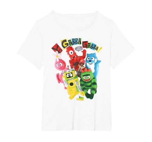 Yo Gabba Gabba! Hello Friends Cast Photo TV Show T-Shirt, Women's Plus, White, 3X
