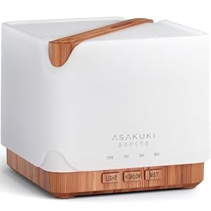 ASAKUKI 700 ml Premium Essential Oil Diffuser, 5 in 1 Ultrasonic Aromatherapy Fragrant Oil Vaporizer Humidifier, Timer and Auto-Off Safety Switch, 7 LED Light Colors