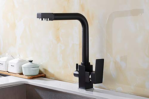 Mitigeur d'eau pure de cuisine design carré d'exception beige chromé et doré - 4