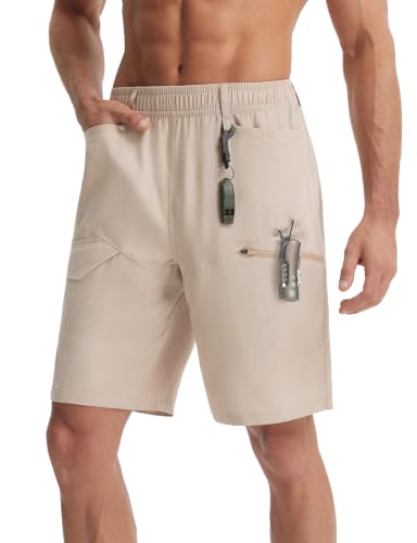 baleaf Lightweight Men's Hiking Shorts 11" with 6 Pockets Khaki 3XL
