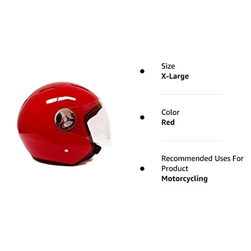 Mmg Motorcycle Scooter Pilot Open Face Helmet Flip-Up Visor Dot (Model 28) - Red, Xl #TOP4