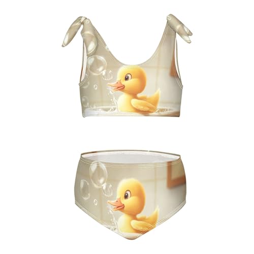 Cute Duck Play in Tub with Bubble Girls Bikini Sets 2 Piece Swimsuits Bathing Suit Swimwear
