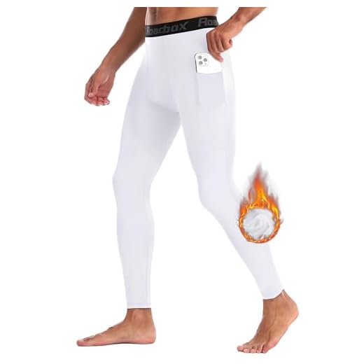 Roadbox Thermal Compression Pants Mens Fleece Lined Leggings Warm Base Layer Tights for Workout Football Hunting Cold Weather