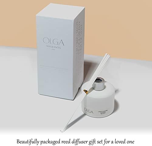 OLGA Reed Diffuser - Elegant & Natural Reed Diffusers for Home - 180ml Clean Fresh Linen Scented Reed Diffuser Set - Up to 3 Months - Beautiful Reed Diffuser Gift Set - Scandinavian Fragrance Diffuser
