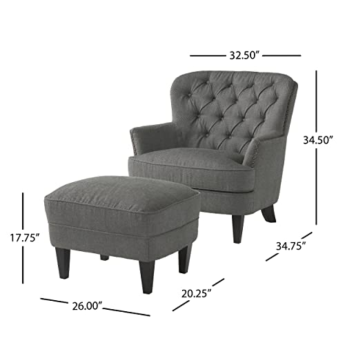 Christopher Knight Home Tafton Fabric Club Chair And Ottoman Set, 2-Pcs Set, Grey #TOP2