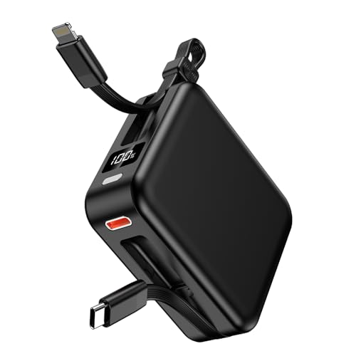 Power Bank 10000mAh Ultra Delgado Carga Rápida 22.5W PD 3.0 - Batería Externa Portátil Mini (6.8cm) Sólo 170g - 3 Puertos USB-C/USB-A - Pantalla LCD% Batería (Negro)