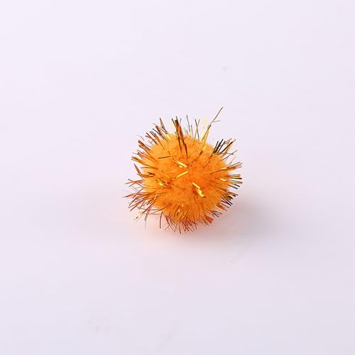 200pcs Glitter Tinsel Pom Poms Sparkle Balls Christmas Decoration (Orange)