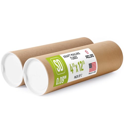 Tube pour affiche carton rigide 10,2 x 30,5 cm avec bouchons de fermeture