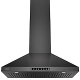 Wall Mount 36 Inch Range Hood 900 CFM, Ductless/Ducted Convertible Kitchen Hood, 3-speed Gesture Sensing & Touch Control, Black Painted Stainless Steel Vent Hood with Permanent Baffle Filters