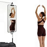LPHUMEX Foldable Full Length Mirror White with Black Handles Hanging, 13x33 inch Portable Folding Body Mirror for Dance, Festival, Travel
