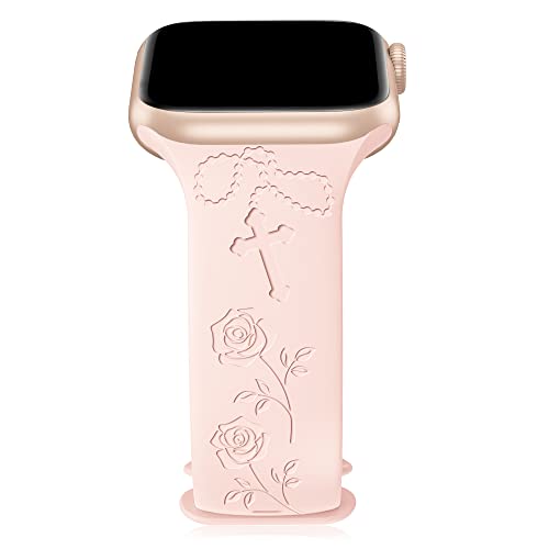 Aopigavi Engraved Designer Sport Bands Compatible with Apple Watch Bands 42mm 44mm 38mm 41mm 40mm 45mm 49mm, Soft Waterproof Silicone Strap Wristband for iwatch Ultra/SE Series 8/7/6/5/4/3/2/1